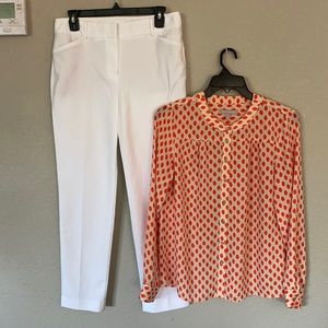 Women’s Sm Banana Republic top/white Talbots  pant